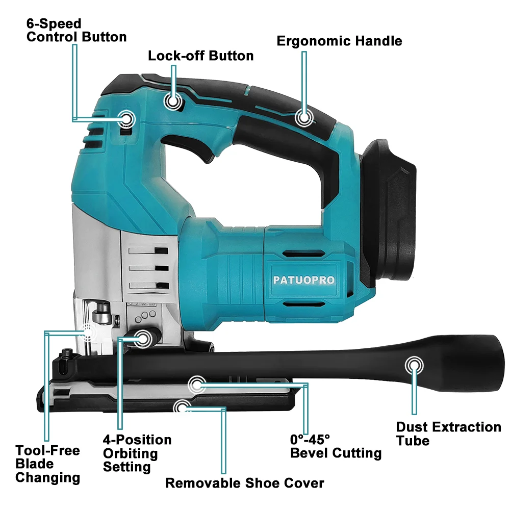 21V Brushless Cordless Jig Saw Electric Jigsaw 6 Speed 4 Position Orbital Setting fit Makita 18v Battery