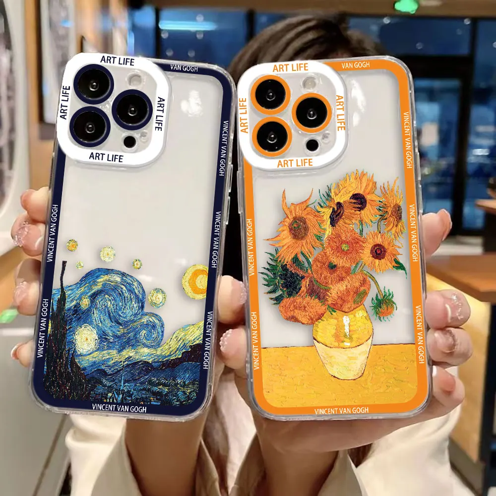 Capa de Celular Girassóis A Noite Estrelada para Xiaomi 15T POCO X7 X6 X5 X4 X3 NFC GT F3 F5 F7 M7 M6 M4 M3 11 11T PRO LITE NE