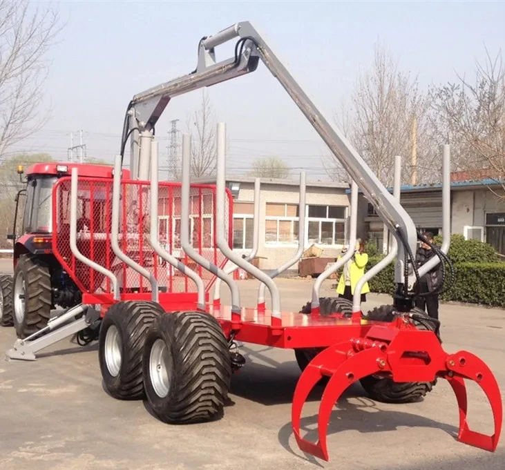 Forestry Machinery Grapple Log Trailer with Crane