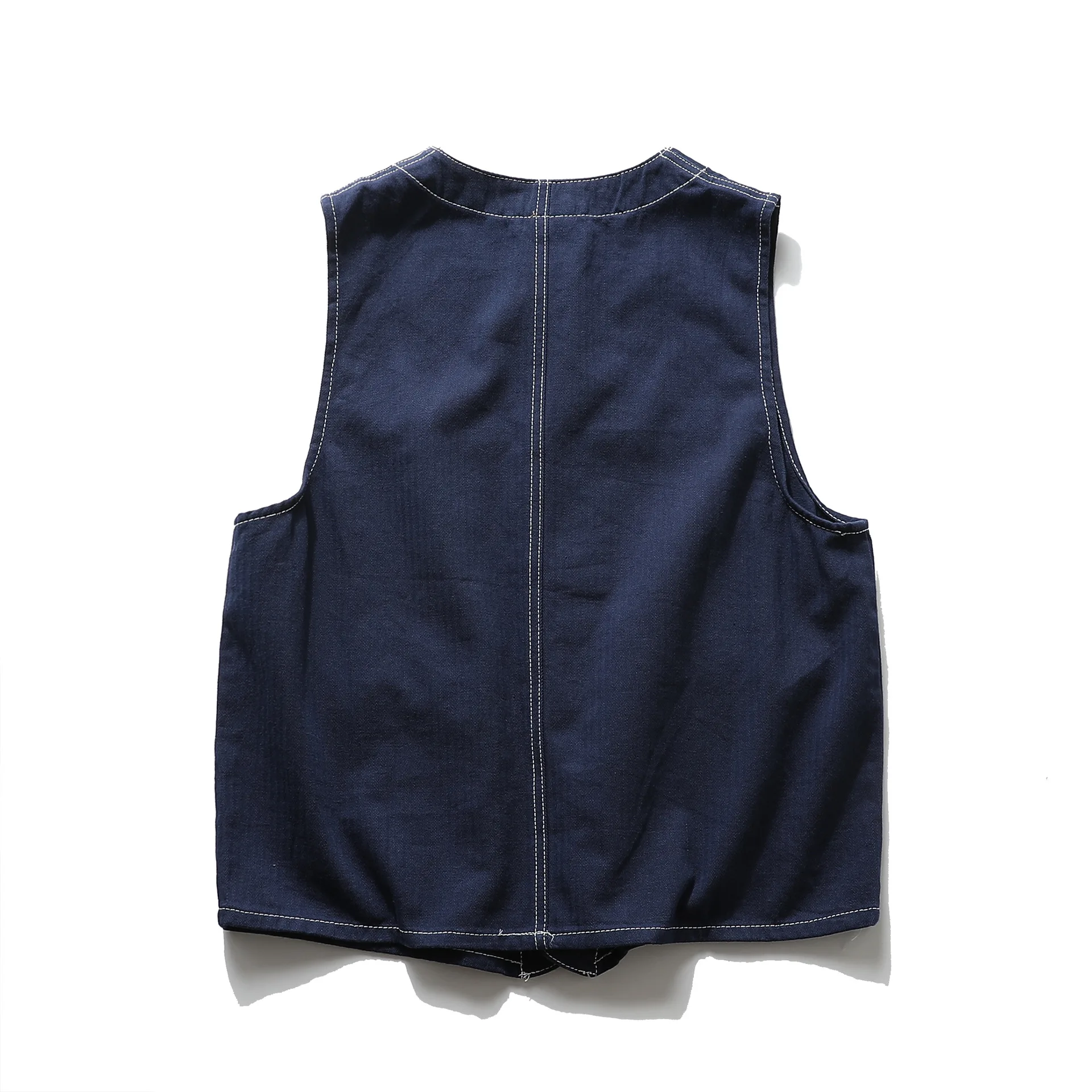 Harajuku Japanische Retro Casual Cargo-Westen für Herren, Leichte Kontrastnähte Outdoor-Funktionsweste, Old Money Ästhetik-Jacke – Detail 19