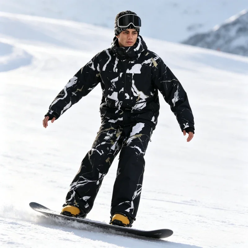 2026 New Ski Suit Men Women Hooded Jacket Snow Pants Professional Windproof Waterproof Warm Breathable Loose Snowboard Outfit