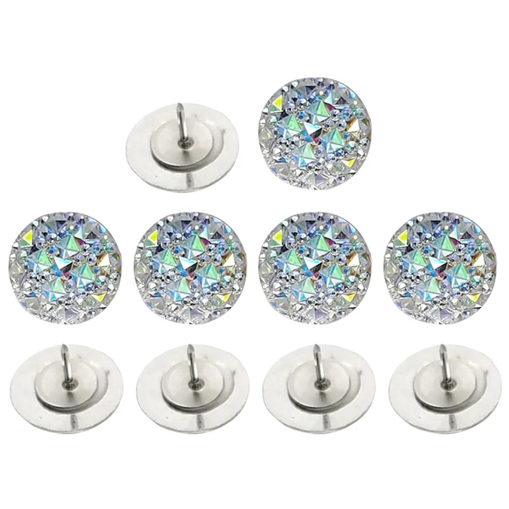 10 Pcs Rhinestone Thumbtacks Resin Metal Material Creative Design Multi Function Office Accessories Map Pins Photo Wall Decor