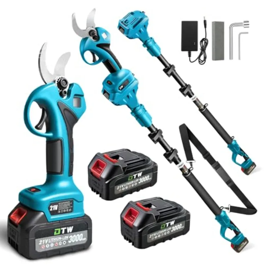

2-in-1Electric Pruning Shears with PoleCordless Pruning Shears with LCD Display＆SK7 Blades-Adjustable Cutting Diameter0.59-1.2"