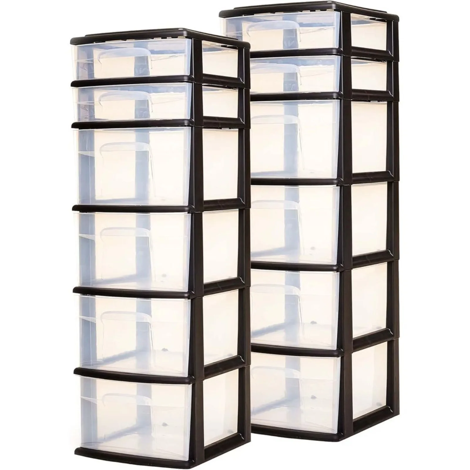 2-Pack Der Tower, 6-Tier Clear Plastic Storage Organizer Cart, Black e - Organizing Containers or Home, Oice, Bathroom, Bedroom, - Detail 1