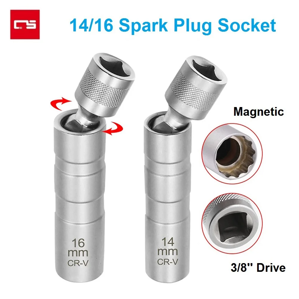 Universal Slim 14/16mm Auto Repair Tools Spark Plug Socket Wrench Magnetic 12 Angle Spark Plug Removal Tool