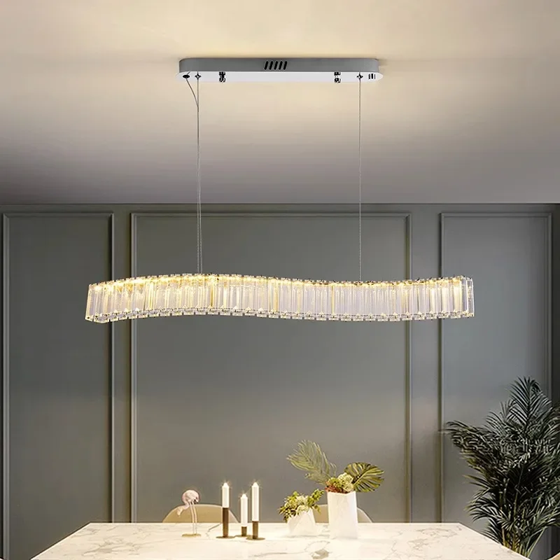 

Nordic Home Design Minimalist Bend Pendant Lights for Living Dining Table Room Office Lamp Dimmable Crystal Lusters Luminaires
