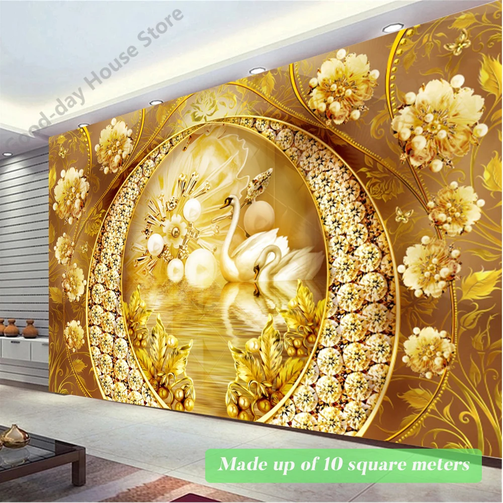 Luxury 3d stereo Living Room Sofa TV Background papel de parede Modern Golden Wall Paper Bedroom Non Woven Wallpaper Large Mural