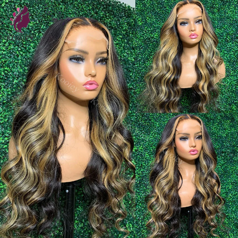 

Malaysian Highlights Blonde Body Wave 13x6/13x4 Transparent Lace Front Human Hair Wigs PrePlucked 5x5 Silk Top Closure Wigs