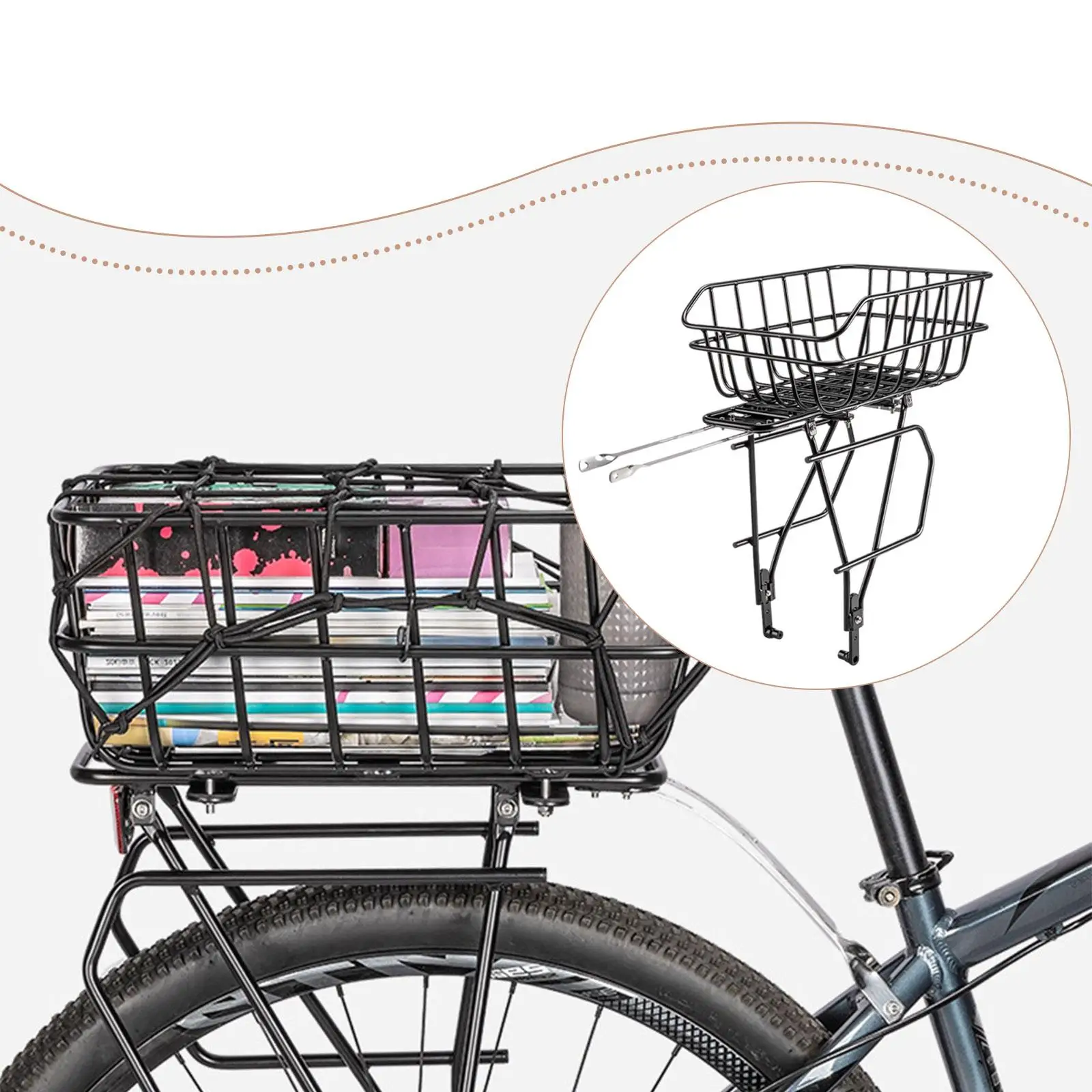 

Rear Bike Basket with Rear Bike Rack ,Waterproof Large Capacity Bicycle Cargo Basket ,Foldable Bicycle Rear Basket,