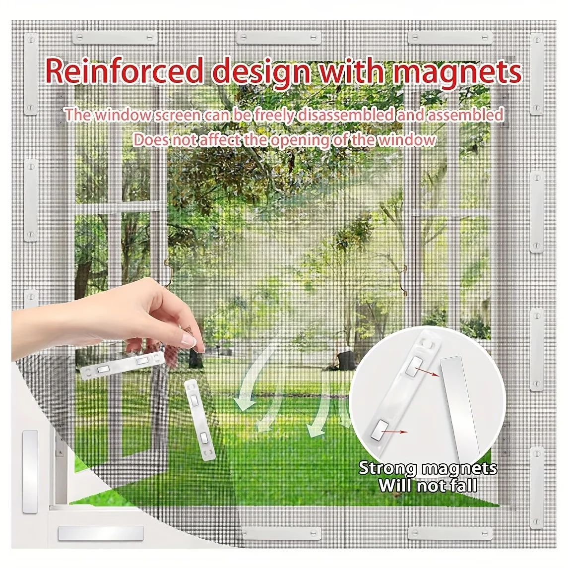 DIY Magnetic Window Screen No Drill Removable Mosquito Net Mesh Magnet Anti-Insect Fly Screen Buckles for Home Windows