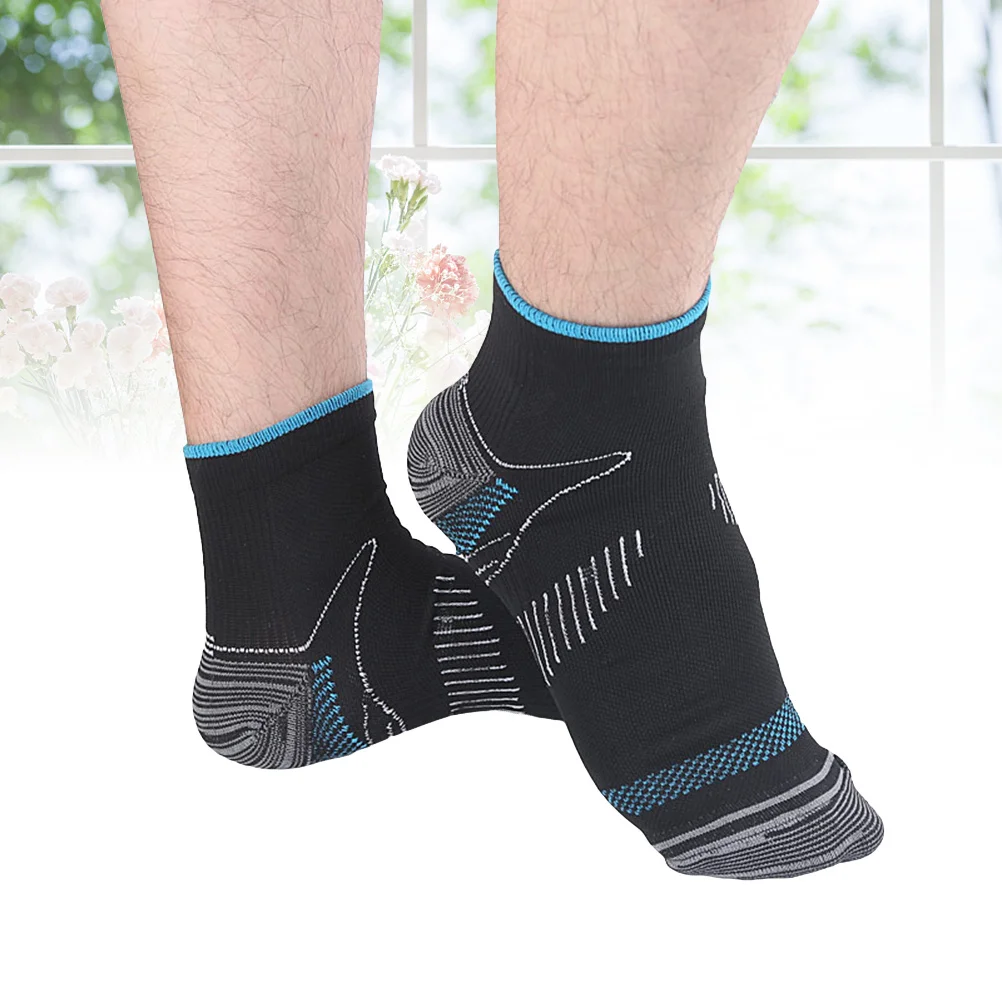 1 زوج جوارب الطيران الرجال ضغط تنفس العرق ماصة المضادة للانزلاق جوارب رياضية لينة مرنة مريحة حجم L حافة زرقاء