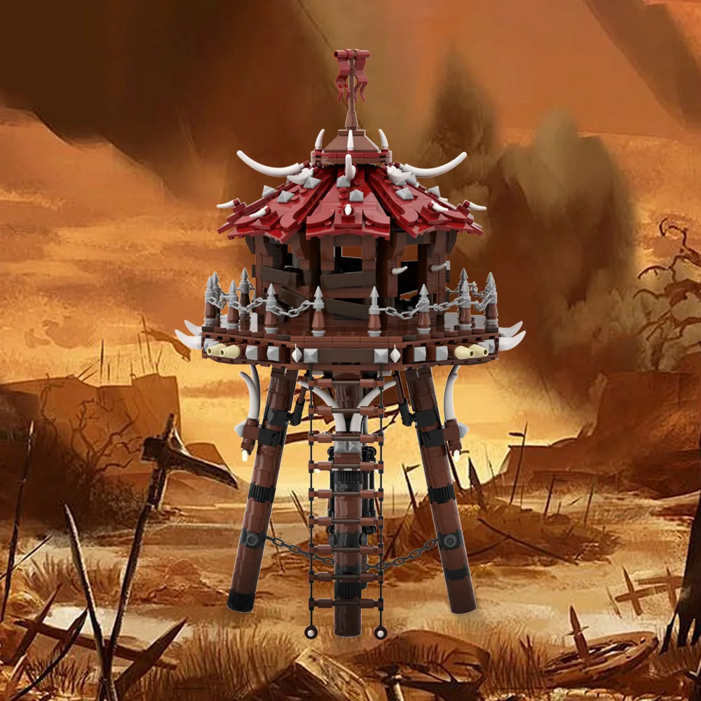 

Gobricks MOC Orc Archery Tower Building Blocks Model Orc Game Medieval Architecture Castle Watchtower Bricks Assembly Toys Gifts