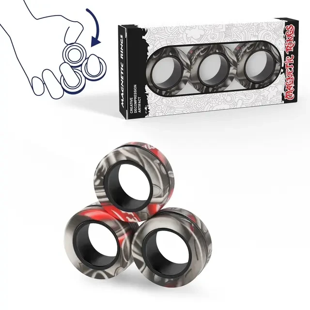 Magnetische ringen Fidget speelgoedset Volwassen Fidget magneten Spinnerringen Fidget Pack Geweldig cadeau voor volwassenen tieners kinderen (3PCS)