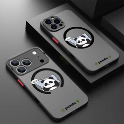 Magnetic For Magsafe Cartoon Panda Case For iPhone 16 Pro Max Funda iPhone 15 Pro Max 11 12 13 14 16e 17 Air Matte Back Cover