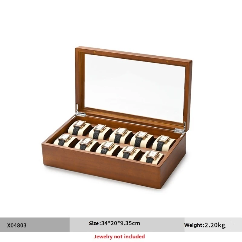 Oirlv 10-roosters horlogedoos Houten sieradendoos Horloges Organizer Mannen Vrouwen Mechanische horloges Opbergdoos Horloge Display Box