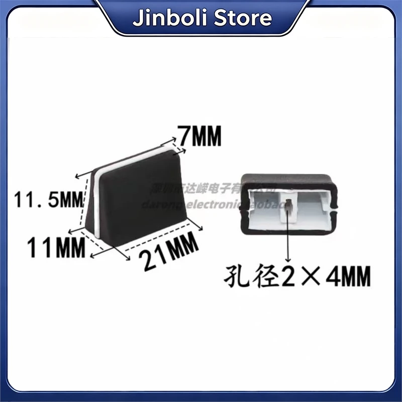 5PCS 21x11x15.5mm Black White Straight Slide Potentiometer Fader Knob 4mm Hole Diameter Rubber Control Volume Cap