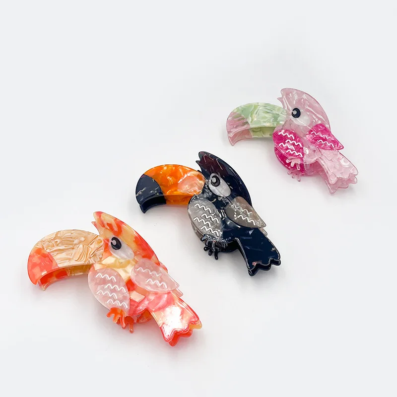 

YWYHJ Little Fresh Series Toucans Hair Claw Cute Design Acetate Hair Claw Clips Hair Accessories for Women Girls