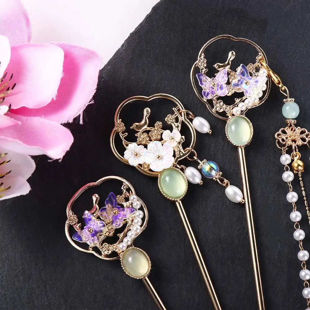 

Luxury Flower Sweet Elegant Tassel Exquisite Headdress Ancient Hair Stick Chinese Style Hair Fork Women Tassel Hair Stick