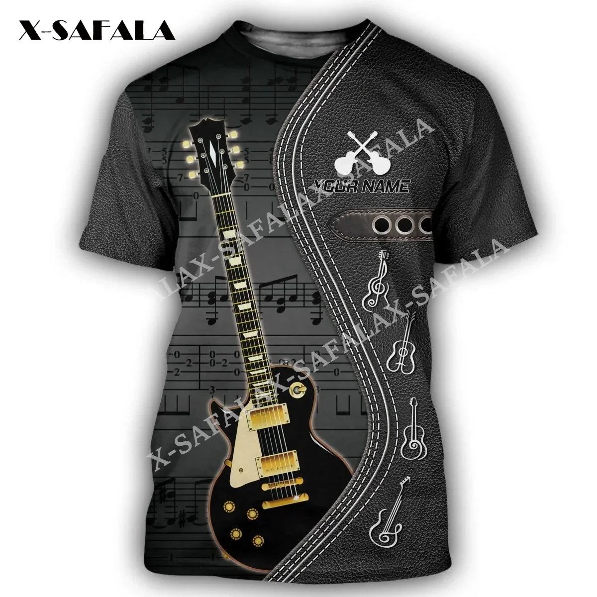 Personalit Guitar Lines Art Custom Name 3D Printed Costume Elastic force T-shirt Summer Round Neck Men Female Casual Top