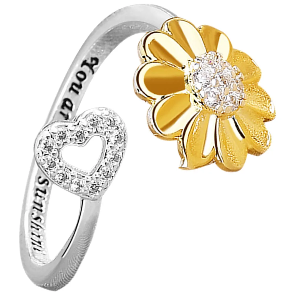 

Adjustable Open Ring Flower Ring Alloy Material Women Fashion Finger Jewelry Prom Wedding Birthday Gift Rings Stackable Bands