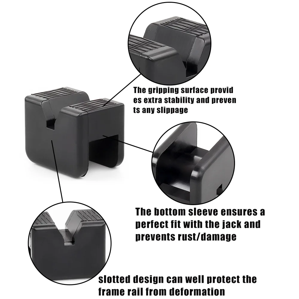 Adaptateur universel de coussin de levage de cric à fente en caoutchouc, adaptateur d'outil pour 2-3 supports de cadre de soudure, 2 pièces