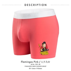 PINKHERO Funny Printing Male Underpants For Men, Novelty Stretch Stylish Comfortable Soft Underwear，Long Leg Boxer Briefs