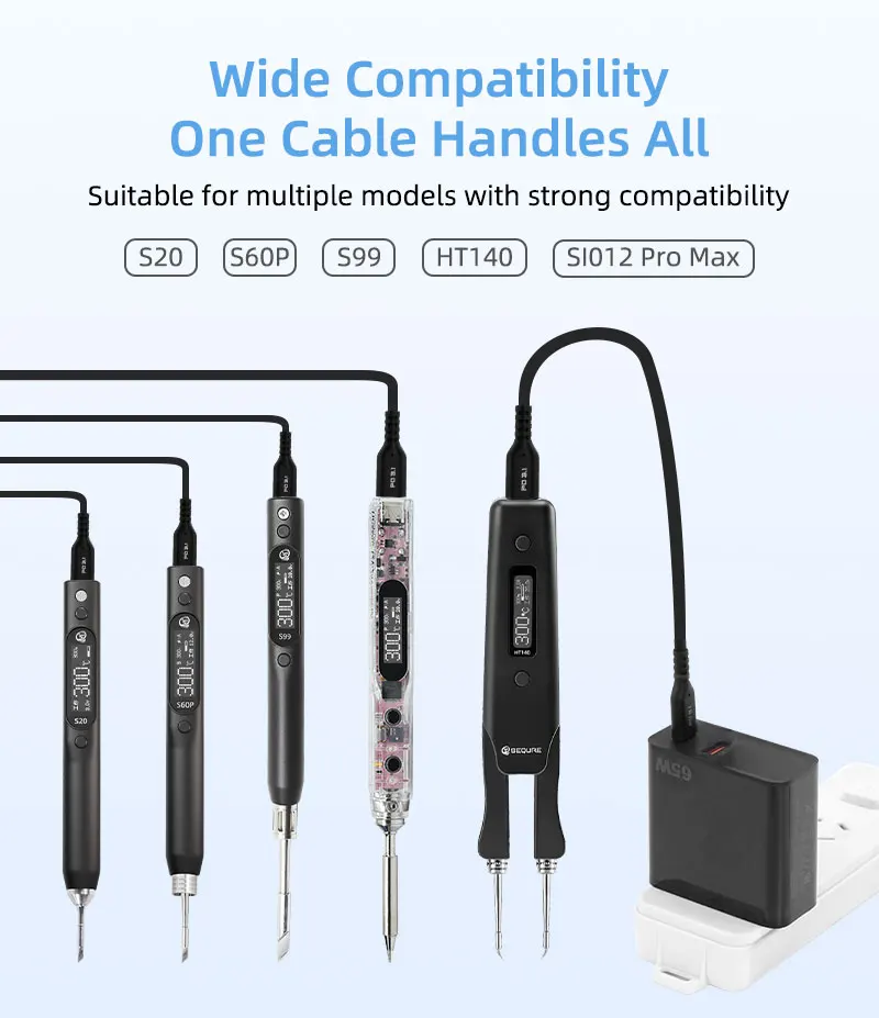 SEQURE 1.5M PD3.1 Extra Soft Silicone Wire Supports 240W Power for HT140 Anti-scalding Resistant to High Temperatures of 500℃
