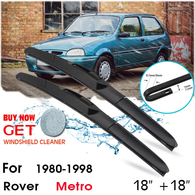 

Car Wiper Blade Front Window Windshield Rubber Silicon Refill Wipers For Rover Metro 1980-1998 LHD / RHD 18"+18" Car Accessories