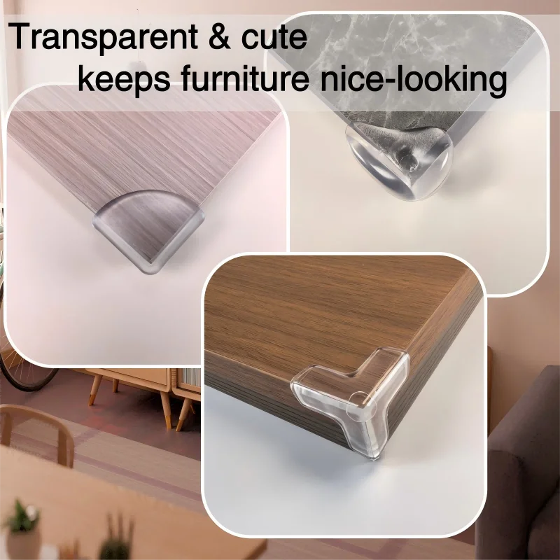 12/24 pièces de protège-coins de table transparents multi-formes, ronds, en forme d'éventail et en forme de T, pour protéger les bords des meubles courbes vintage