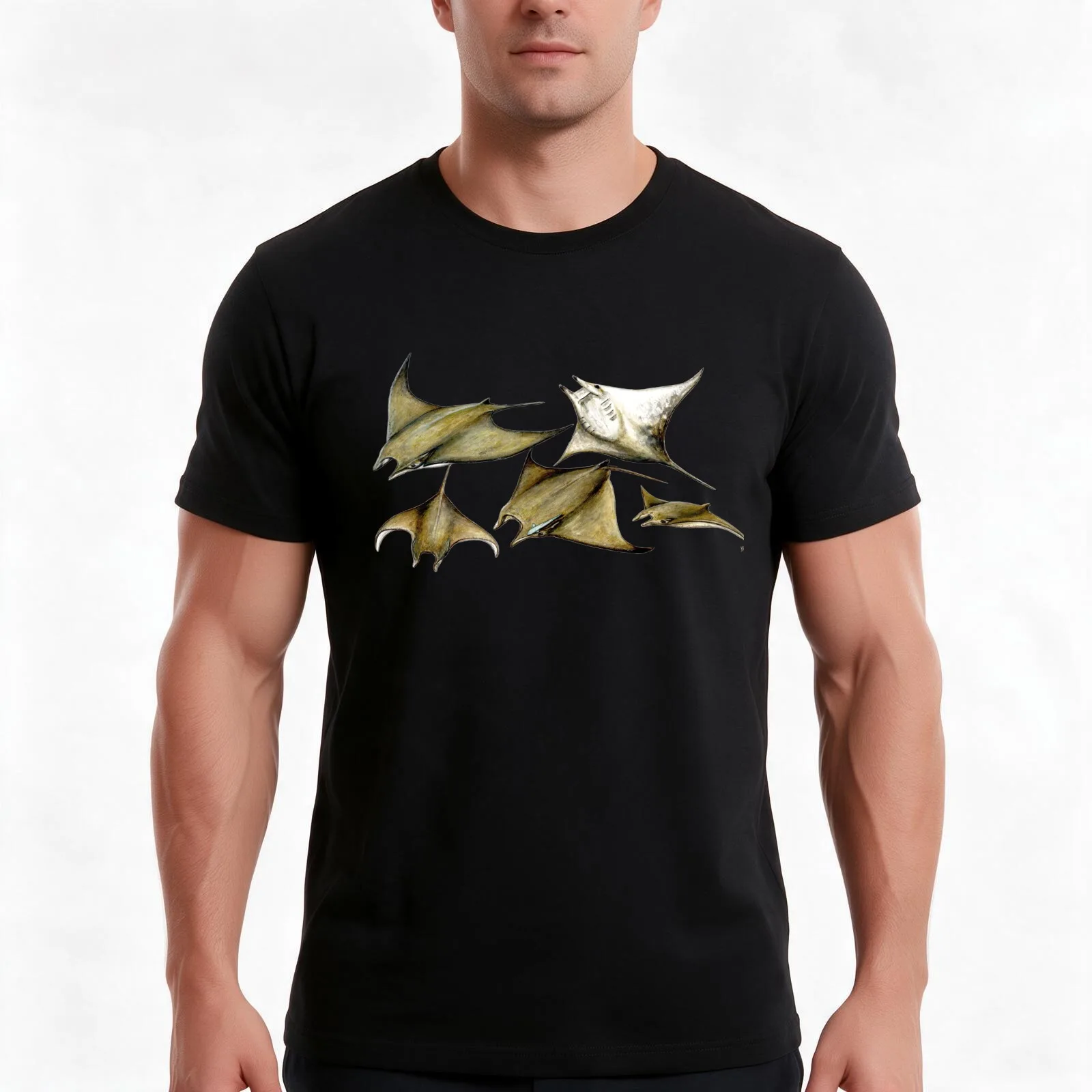 Chilean devil manta ray (Mobula tarapacana) T-Shirt, Summer Casual Cotton Tee, Oversized Streetwear Tops, Vintage Graphic Print