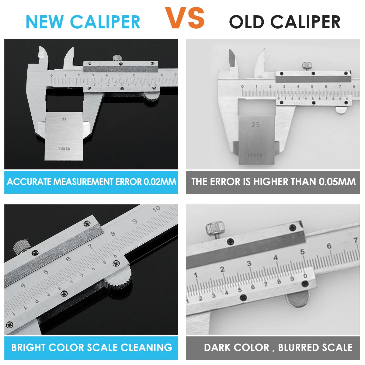 Calibrador Vernier de acero, calibradores de Metal, instrumentos de medición, herramientas de carpintero, pachómetro profesional, regla de profundidad