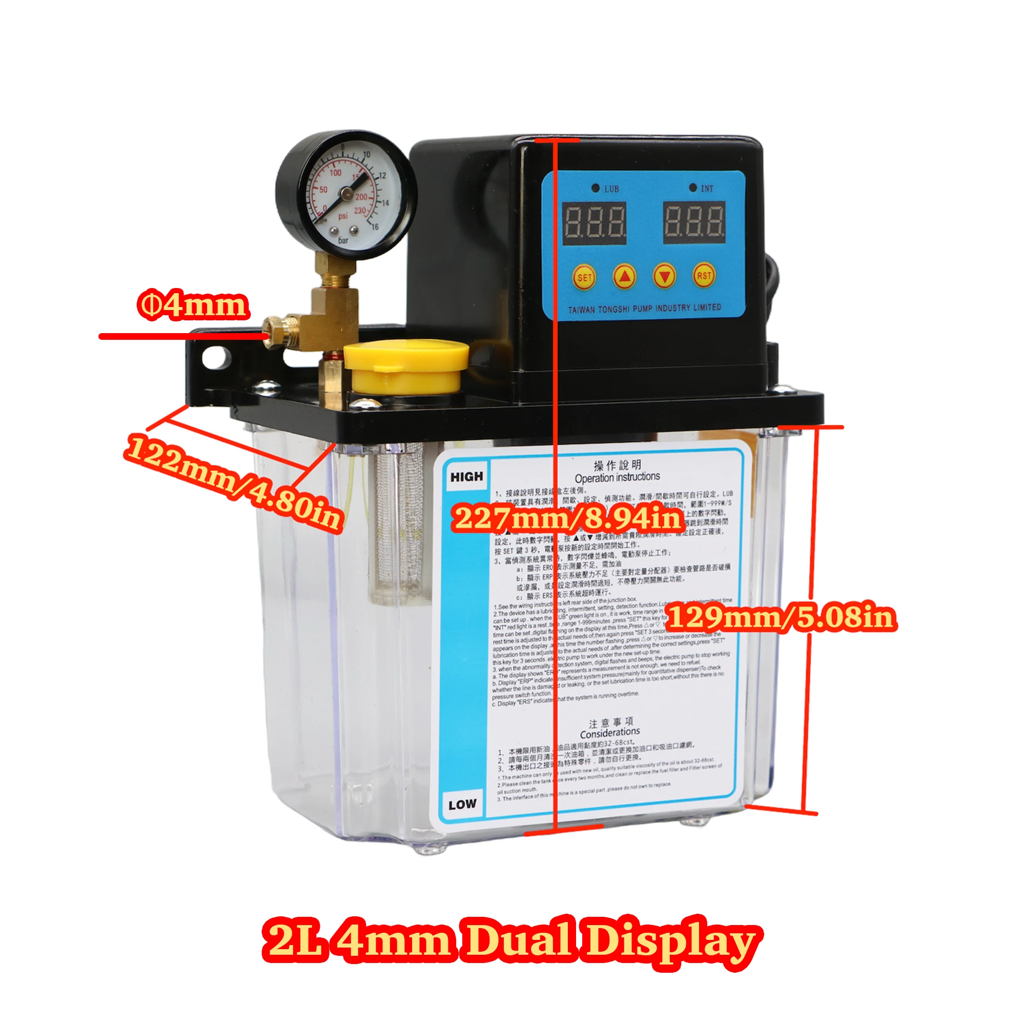 2L CNC Smeerpompsysteem Kit 4mm 6mm AC220V AC110V Automatisch Smeersysteem voor CNC Machine Tool