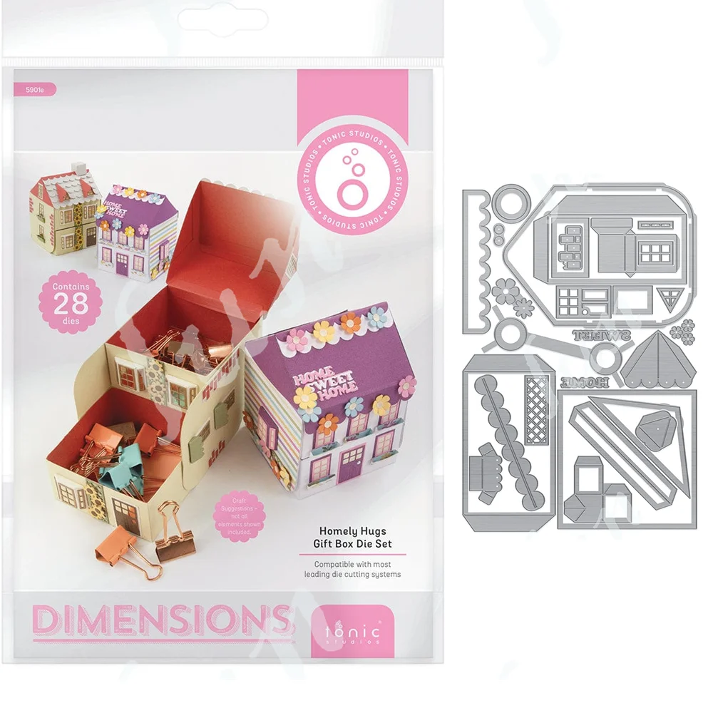 

Homely Hugs Box Die Set Metal Cutting Dies Scrapbook Diary Decoration Embossing Cut Die Template DIY Make Paper Card Album