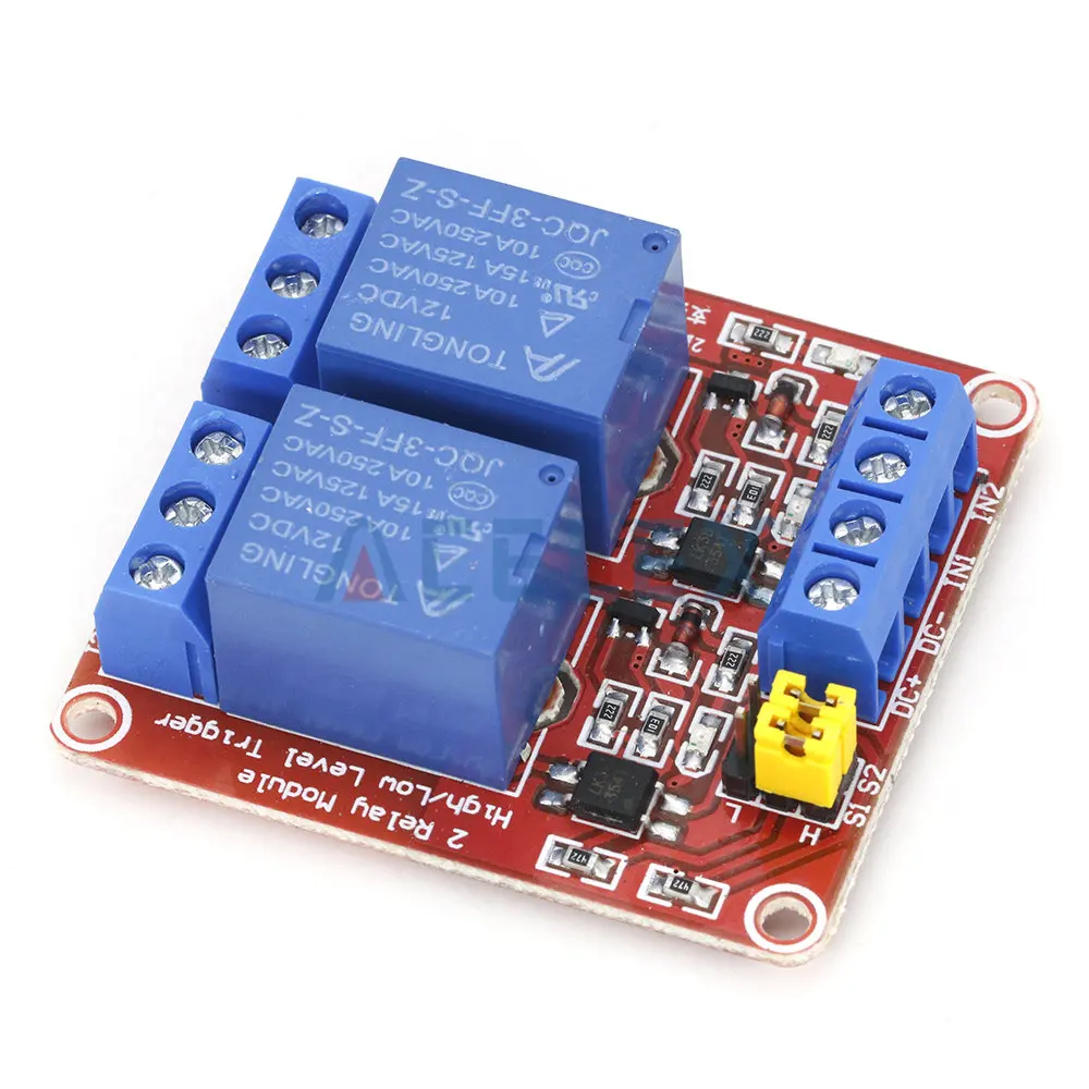 2 Channel 5V/12V/24V relay module with optical coupling isolation support high and low level trigger Two-way relay module