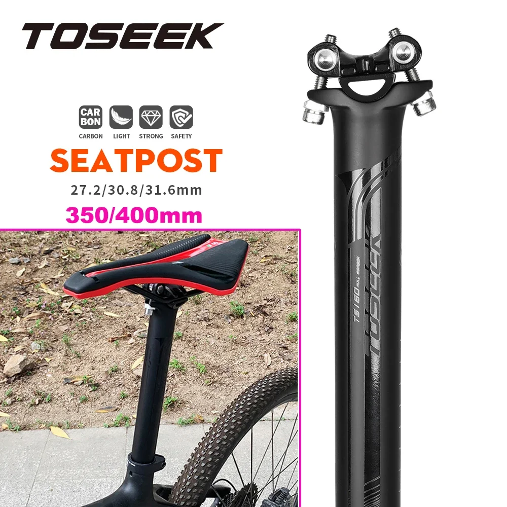 

TOSEEK Carbon Seatpost 27.2/30.8/31.6mm Matte Black MTB/Road Bike Seat Post Offset 0mm Bicycle Seat Post Length 400mm Bike Parts