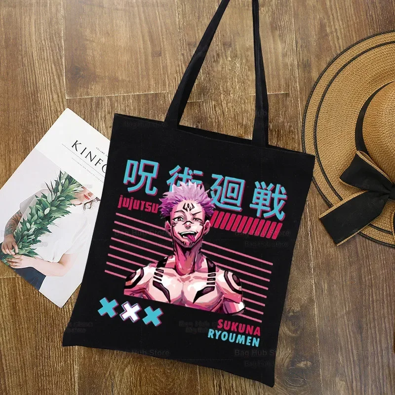 Jujutsu Kaisen Cartoon Shopping Canvas Bag Ryomen Sukuna Itadori Yuji Shopper Bag Okkotsu Yuta Gojo Satoru Shoulder Tote Bags