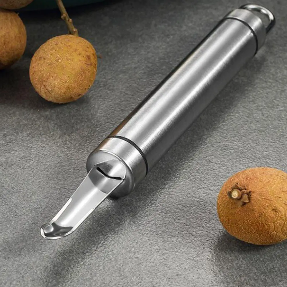 

2Pcs Fruit Core Remover Stainless Steel Longan Corer Portable Kitchen Gadget Multi-Function Core Removing Tool for Home Use
