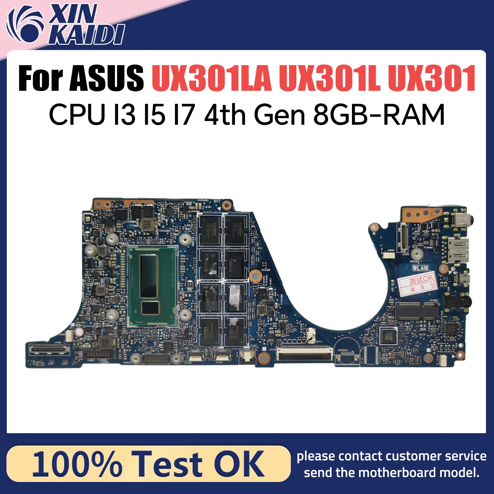 

UX301LA Notebook Mainboard For ASUS ZENBOOK UX301L UX301 Laptop Motherboard I3 I5 I7 4th Gen CPU 8GB RAM