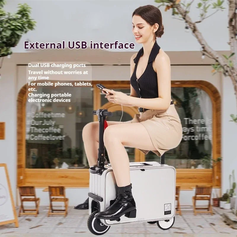 2024 New Electric Smart Luggage Cycling Trolley Case Smart Boarding Case Walking Suitcase Manned Boarding Case