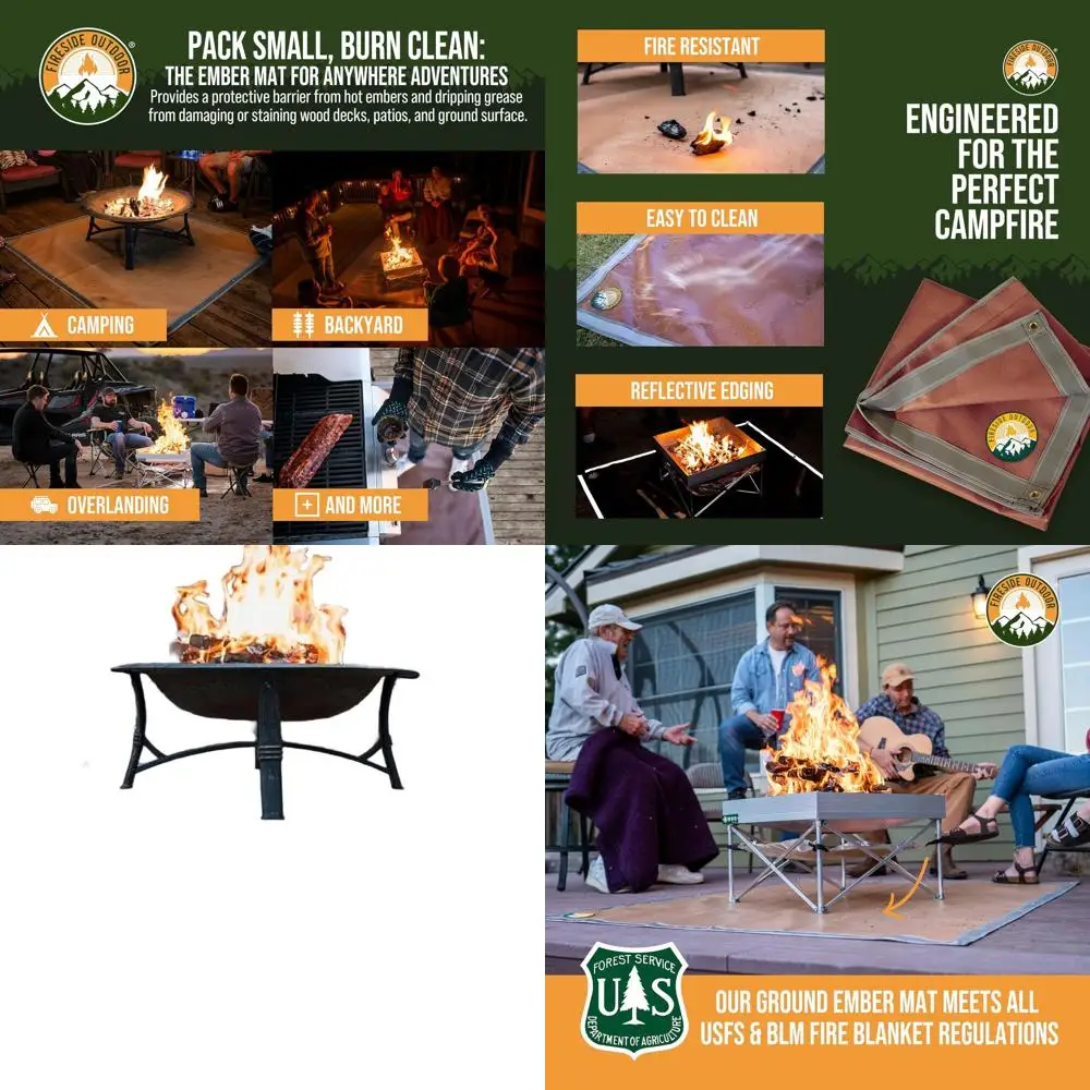 

Портативный уличный коврик для костра для грилей — защита палубы, огнестойкий коврик для барбекю, защита от жары, 67x60 дюймов