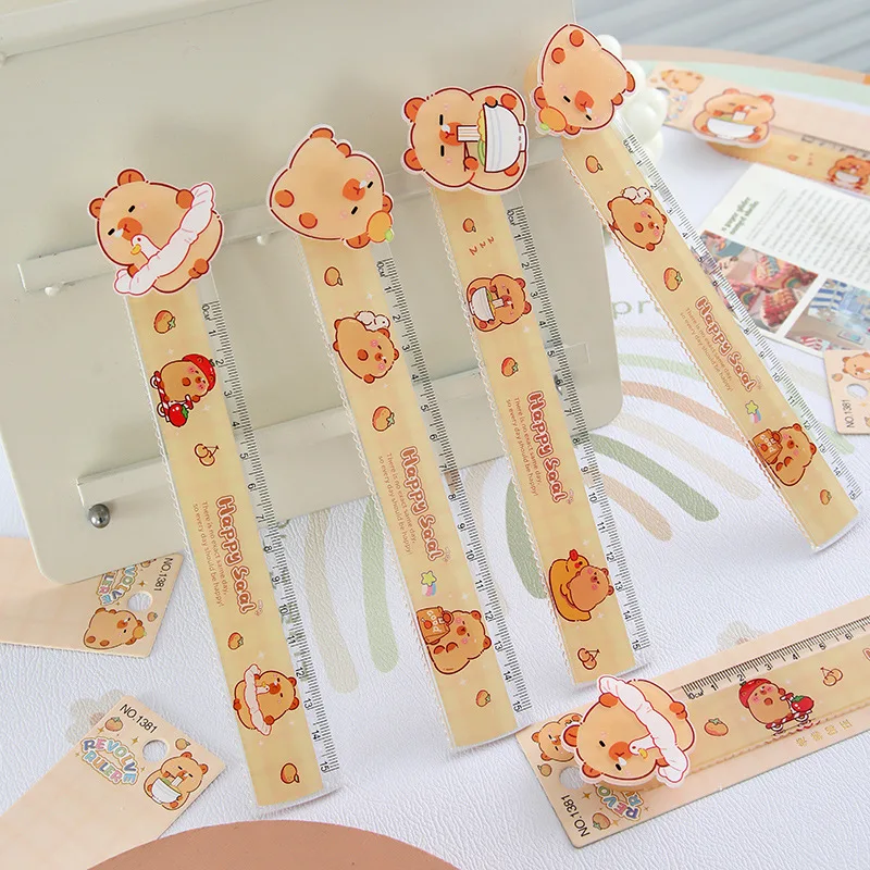 15cm Kawaii Capybara Cartoon Clear Plastic Acrylic Shatter Resistant Metric Ruler Office School Supplies birthday gift