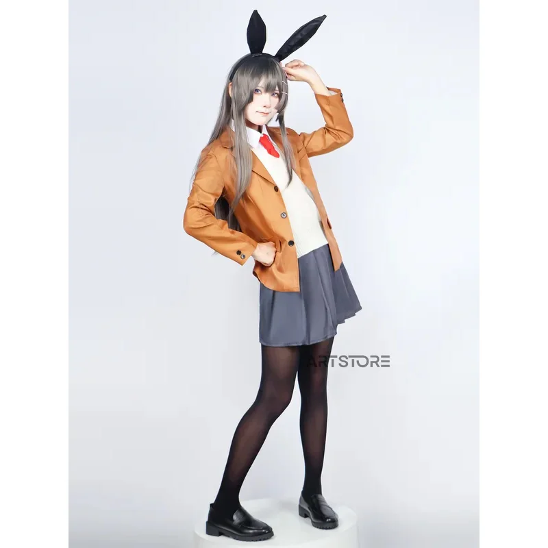 Disfraz de Rascal No Dream of Bunny Girl Senpai Mai Sakurajima, peluca de Cosplay, tocado de Orejas de conejo para mujer