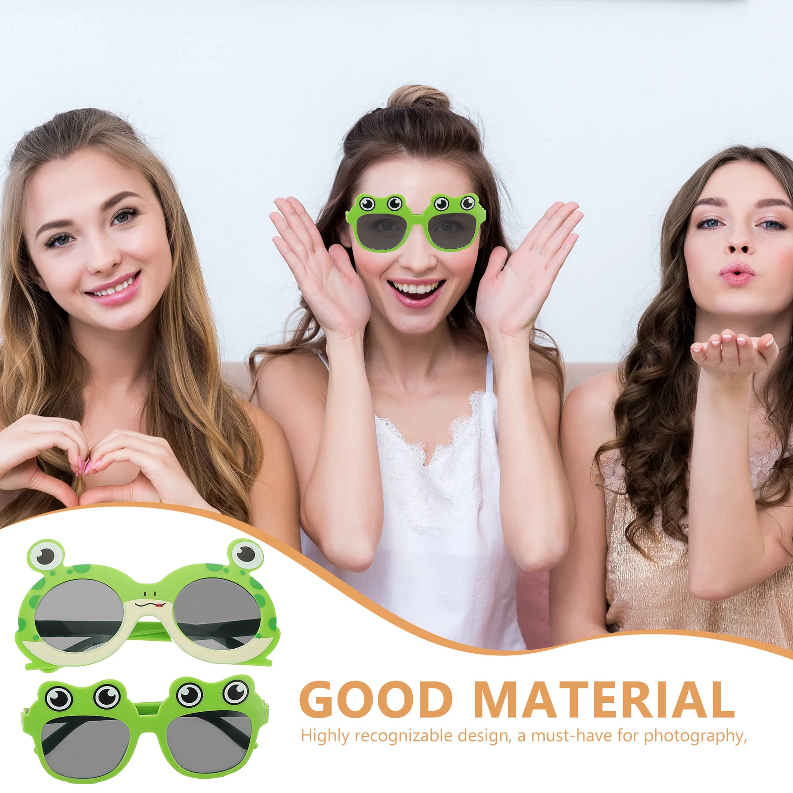 4pcs Cartoon Frog Sunglasses Lightweight Plastic Animal Eyeglasses Birthday Halloween Party Photo Booth Props - Tropical Luau