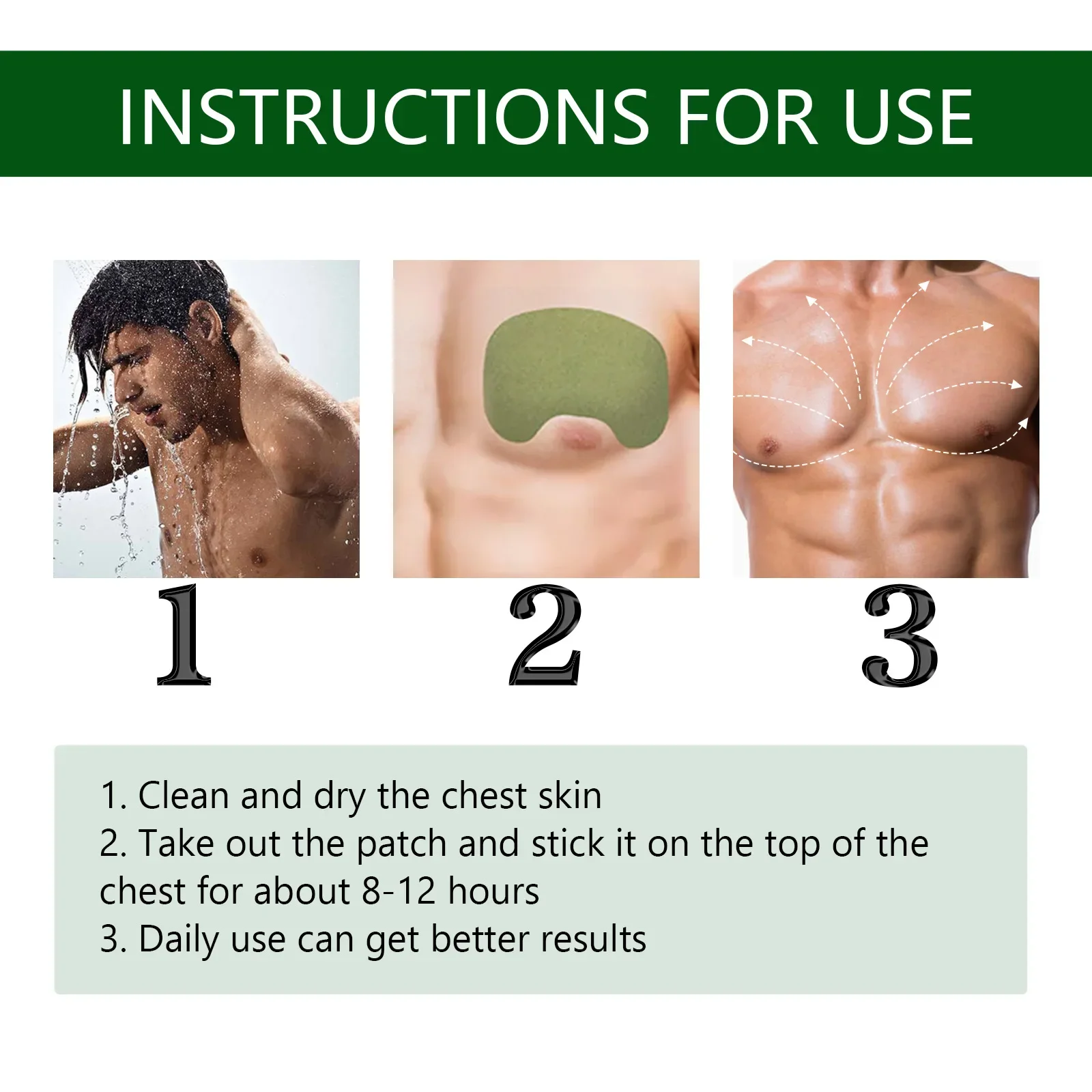 12pcs Gynecomastia Patch For Male Breast Reduction Tightening The Chest Muscles Tightening The Chest And Abdominal Patch