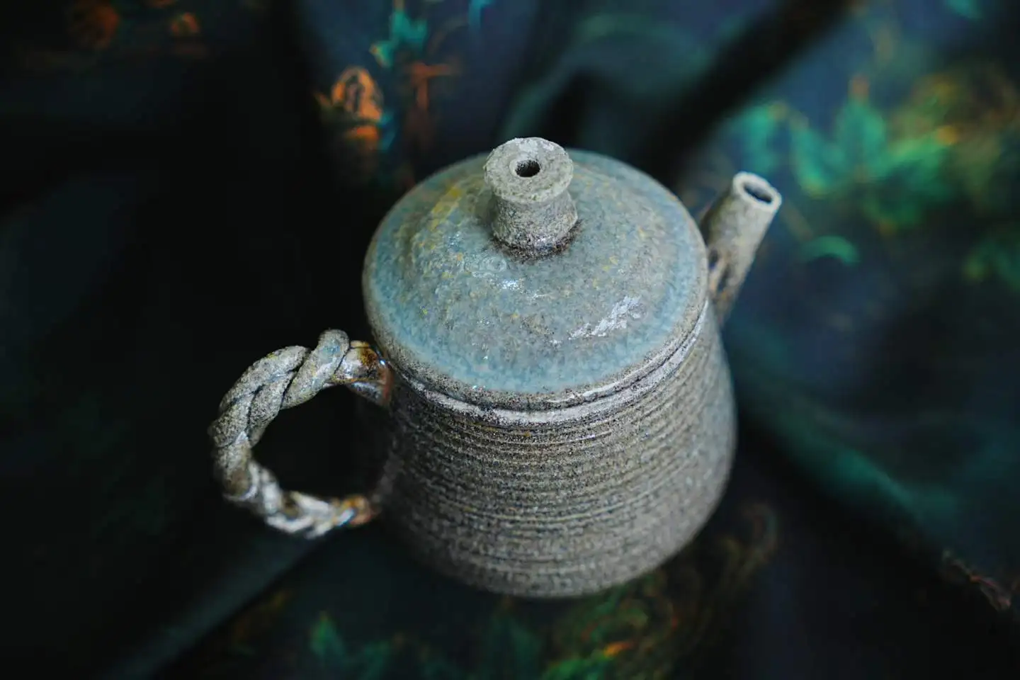 Wood-Fired Jianshui Zitao Teapot, Purple Clay Gongfu Tea Pot with Twisted Handle, Unique Ash Glaze, One-of-a-Kind