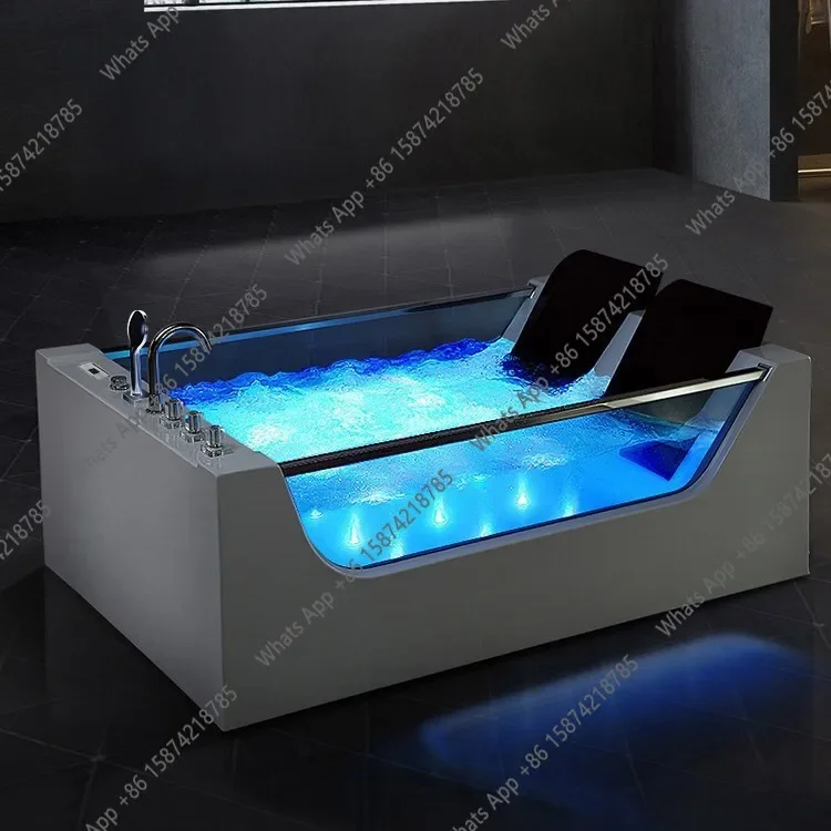 ES Acrylic bathtub Free-standing massage Surf Two-sided glass hotel villa Double French pillow bathtub
