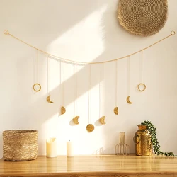 Moon Phase Metal Wall Decor Nordic Aesthetic Room Decoration Gold Metal Garland Art Garden Decoration Nursery Bedroom Gift