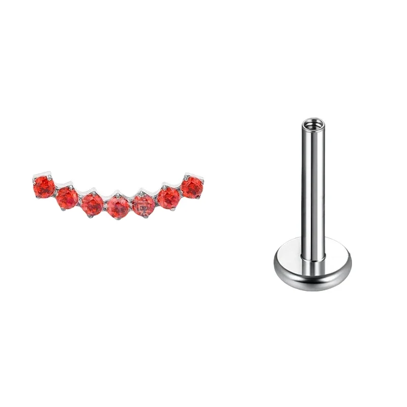 F136 Titan Labret Piercing Ringe mit klarem Zirkonia, Innengewinde, flacher Rückseite, Ohrstecker für Helix, Tragus, Knorpel-Schmuck – Detail 8