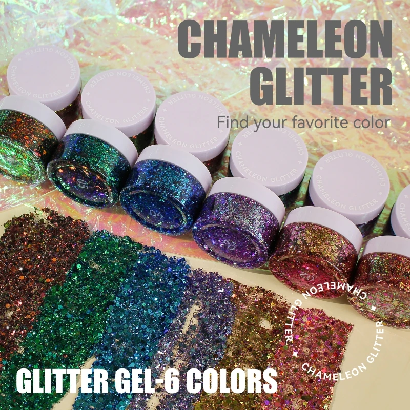 30ml Body Glitter Gel Face Hair Nail Lip Glitter Gel Lasting Sparkling Liquid Eye Shadow For Festival Party Glitter Bar Makeup