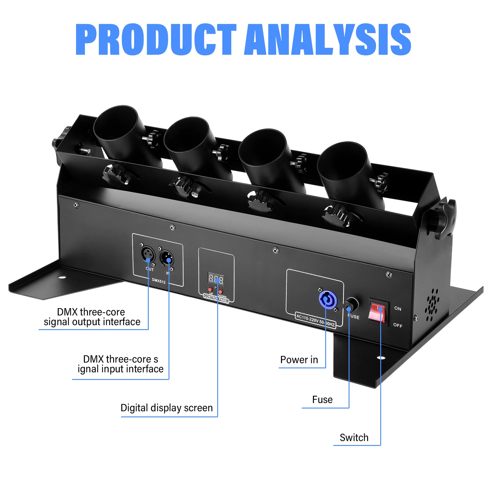 آلة منفاخ النثار DMX/التحكم عن بعد، 4 رؤوس احترافية لمصباح النثار لعروض ديسكو النادي